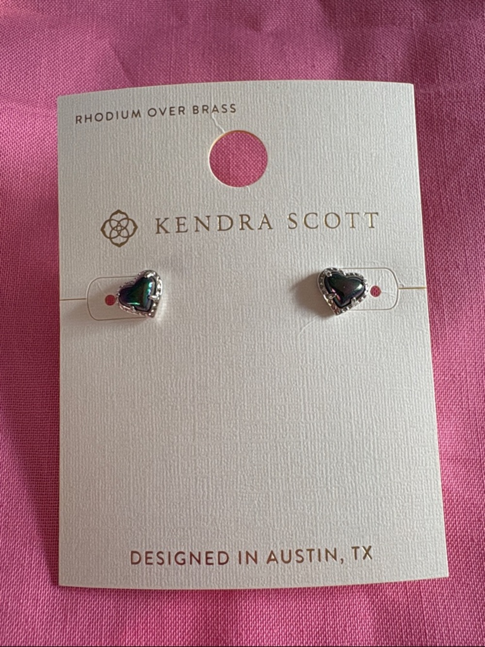 Kendra Scott Silver Anna Rhodium Over Brass Stud Earrings in Iridescent Navy New